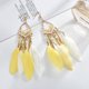 thumbnail image 2 of Mujeres Boho largo de plumas de borlas pendientes de joyería de la vendimia de perlas cuelgan pendientes colgantes, 2 of 4