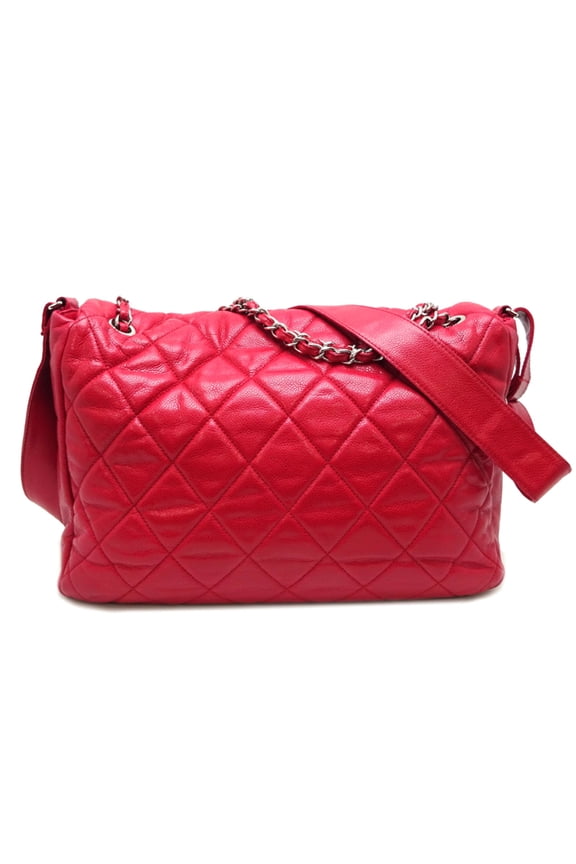 Pre-Owned Chanel Matelasse Chain Shoulder Bag A20993 in Red Caviar Leather