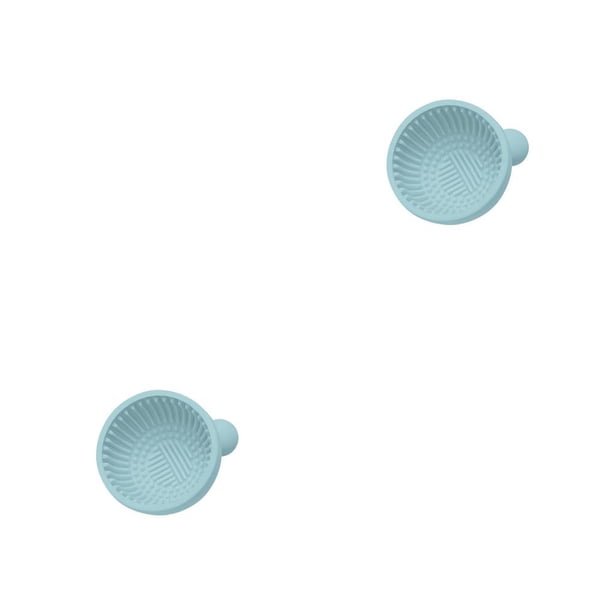 Soidarity Cepillo de silicona Almohadilla de limpieza Base de maquillaje Esponja Tazón plegable Contenedor Herramienta de de manos Azul 2piezas