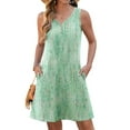 thumbnail image 4 of Fantaslook Dressy Tank Dress for Women V Neck Button Dresses Floral Beach Sundress with Pockets, 4 of 8