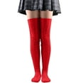 thumbnail image 2 of Bas de Jambe en Tricot Cuisse Longs Chauffe-Genoux Torsadés Chaussettes de Botte pour Femmes Bas par-Dessus Chaussettes Bas Bas de compression Rouge, 2 of 3