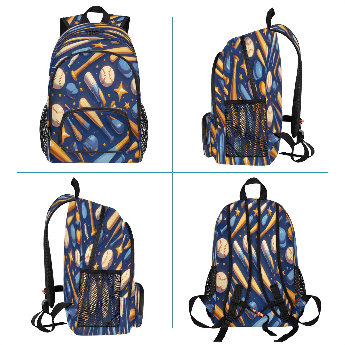 Herdesigns Baseball Bat Laptop Backpack for Women Men, 18.3 Inch Star Large Computer Backpacks Fashion Teacher Nurse Bag Casual Daypack for Work Travel