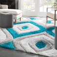 thumbnail image 6 of Well Woven Moira Blue Geometric Trellis 3D Textured Shag 3'11" x 5'3" Indoor Area Rug, 6 of 7