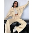 thumbnail image 5 of Women'S Two Piece Tracksuit Fall Long Sleeve Zip Up Sweatshirt Long Pants Outfits Jogger Sweatsuit Sets Apricot Color L, 5 of 8