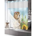 thumbnail image 3 of No Hook Shower Curtain with Snap-in Liner, Groundhog Day Waterproof Fabric Bathroom Curtains, Sunflower Spring Floral Botanical Blue Bath Curtains & Mesh Top Window 66"x72", 3 of 9