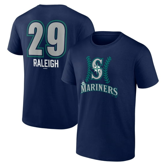 Men's Cal Raleigh Navy Seattle Mariners Name & Number Fastball T-Shirt