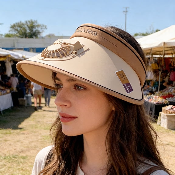 Fan Hat with Solar Fan, UPF50 Sun Visor Hats with Fans for Women Men, Cooling Sunhats for Summer Beach Fishing Outdoor