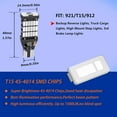 thumbnail image 2 of 4PCS Brilliant Red 921 T15 912 W16W LED Brake Lights, Error Free 45SMD-4014 Chipsets, 912 921 906 LED Car Bulbs For Car Truck Backup Reverse Tail 3rd High Mount Stop Lights Cargo Lights, 2 of 7