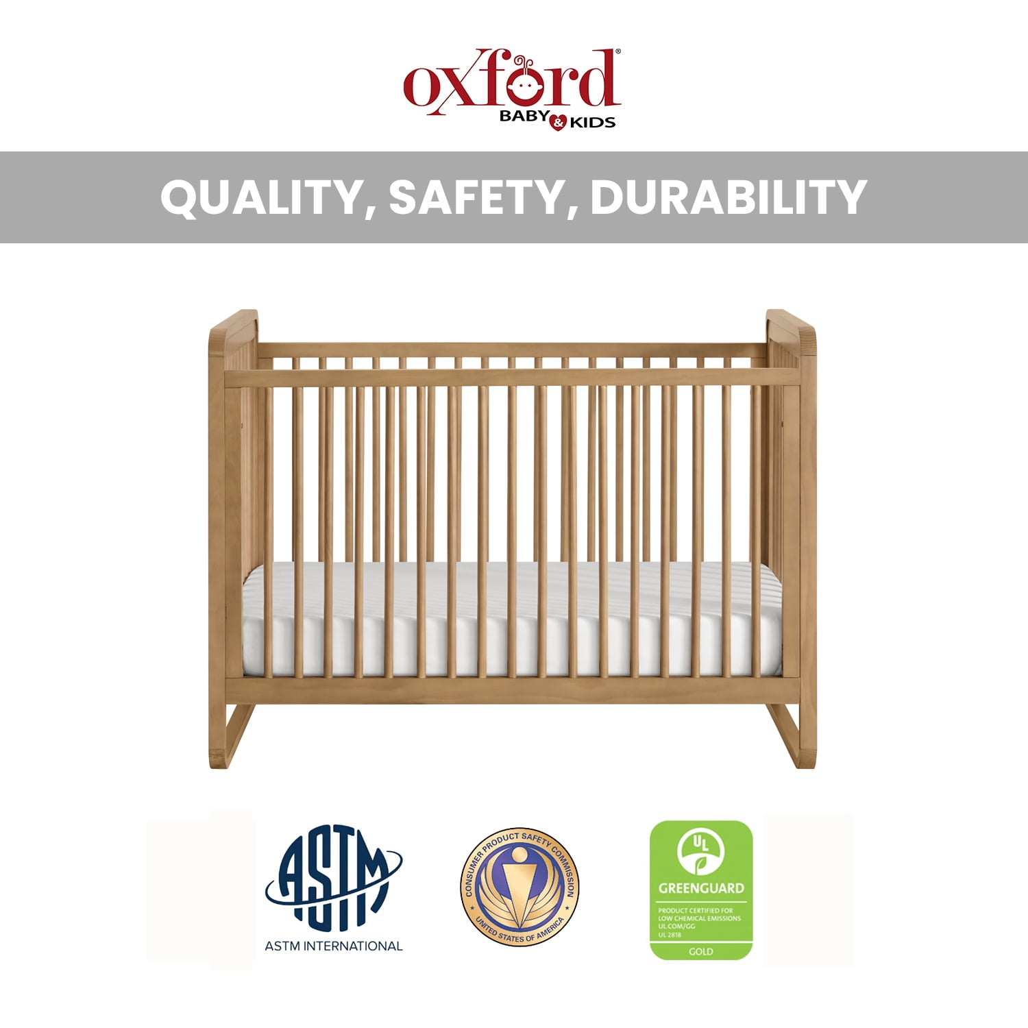Oxford Baby Braxton Convertible Island Crib Honey Wood