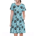 thumbnail image 1 of Easygdp Cute Dog Footprints para Vestido Transpirable de Mujer, Vestido Suelto de Manga Corta con Pliegues y Bolsillos para el Verano, 1 of 6