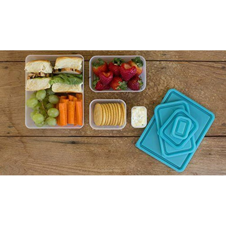 Reusable Lunch Containers - Set of 4 Microwave Safe, Meal Prep Stackable  Nesting Containers, Pack Food, Snacks & Sauces in Leak Proof Compartments  w/ Lids, Easy