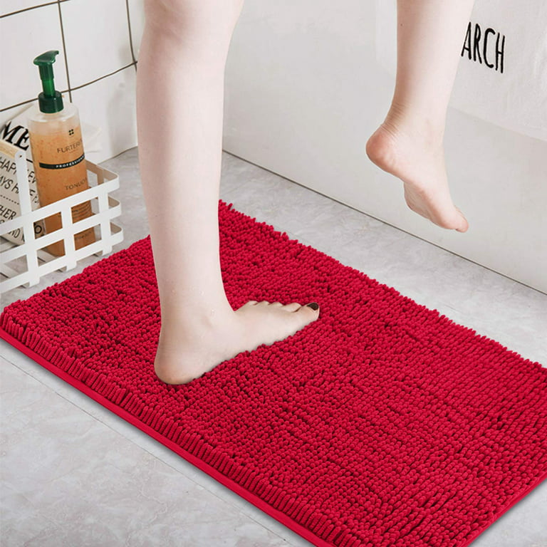  MAYSHINE Soft Plush Chenille Round Bathroom and Area Rug,  Absorbent Microfiber Bath Mat, Machine Washable, Non-Slip Grip, Quick-Dry,  Great for Bath, Shower, Bedroom, Dog or Door Mat (Red, 3x3 Foot) 