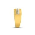 thumbnail image 4 of Solid 10k Yellow Gold His and Hers Round Diamond Solitaire Matching Couple Three Rings Bridal Engagement Ring Wedding Bands Set 1.00 Ct. - (L = 5, M = 12), 4 of 5