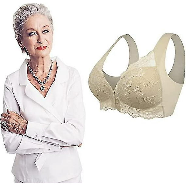 Womens Bras Comfortable Wide Band Women Sexy Lace Front Button Shaping Cup  Adjustable Shoulder Strap Large (Beige, XS) : : Clothing, Shoes &  Accessories
