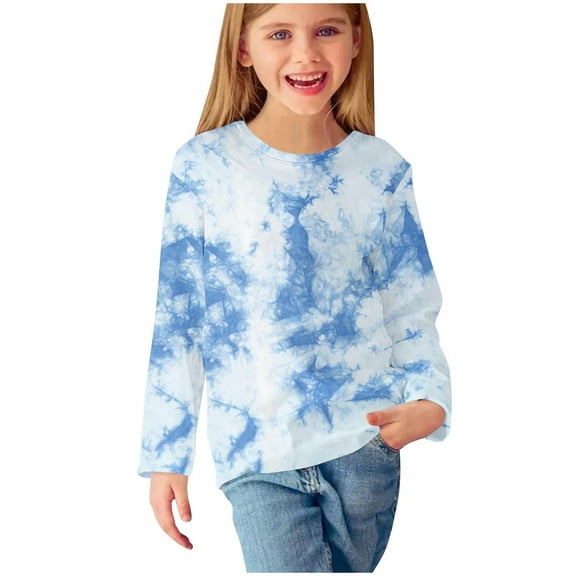 RYRJJ Toddler Girls Long Sleeve T Shirts Kids Fall Tops Trendy Graphic Print Crewneck Basic Tees 5-14 Years