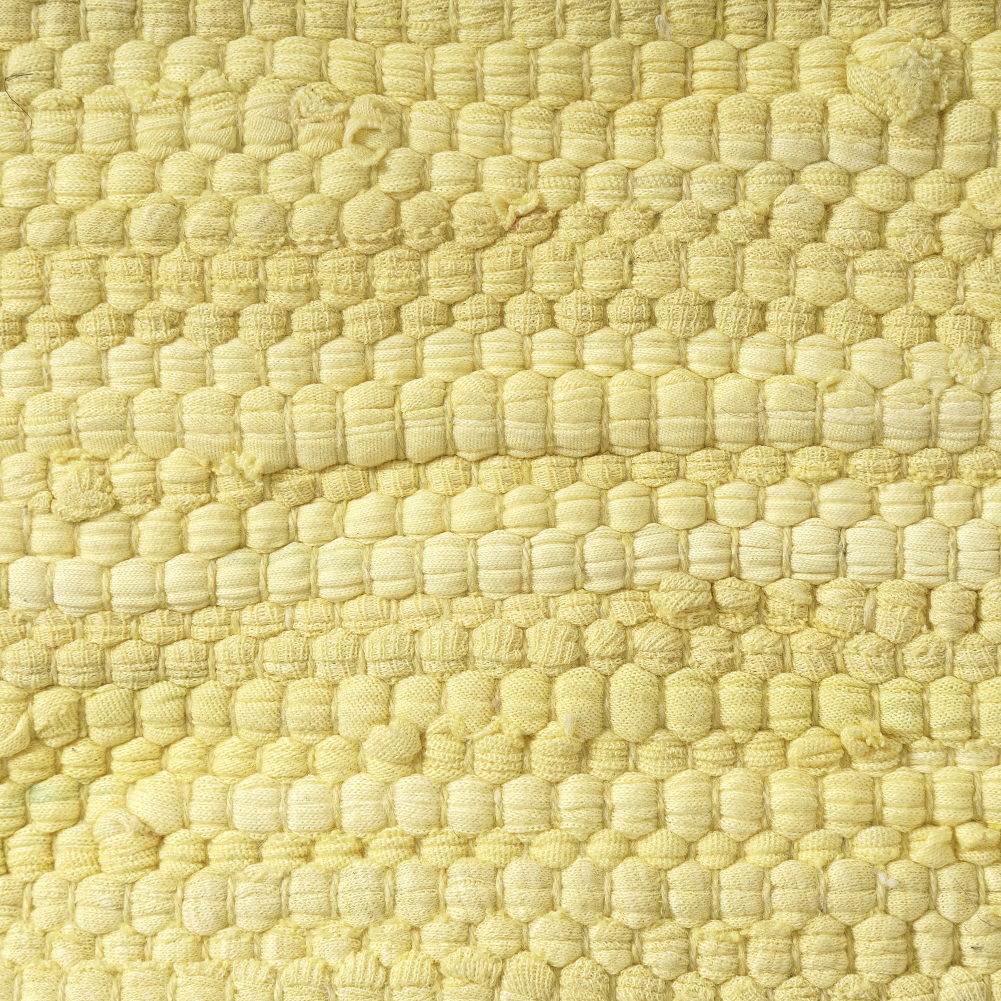 LR Home Square Yellow Braided Cotton and Jute Pouf Ottoman, 18" H x 18" W