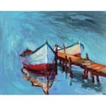 thumbnail image 3 of Dimitrov, Boyan 14x12 Black Modern Framed Museum Art Print Titled - Rowboats Tied to Pier, 3 of 5