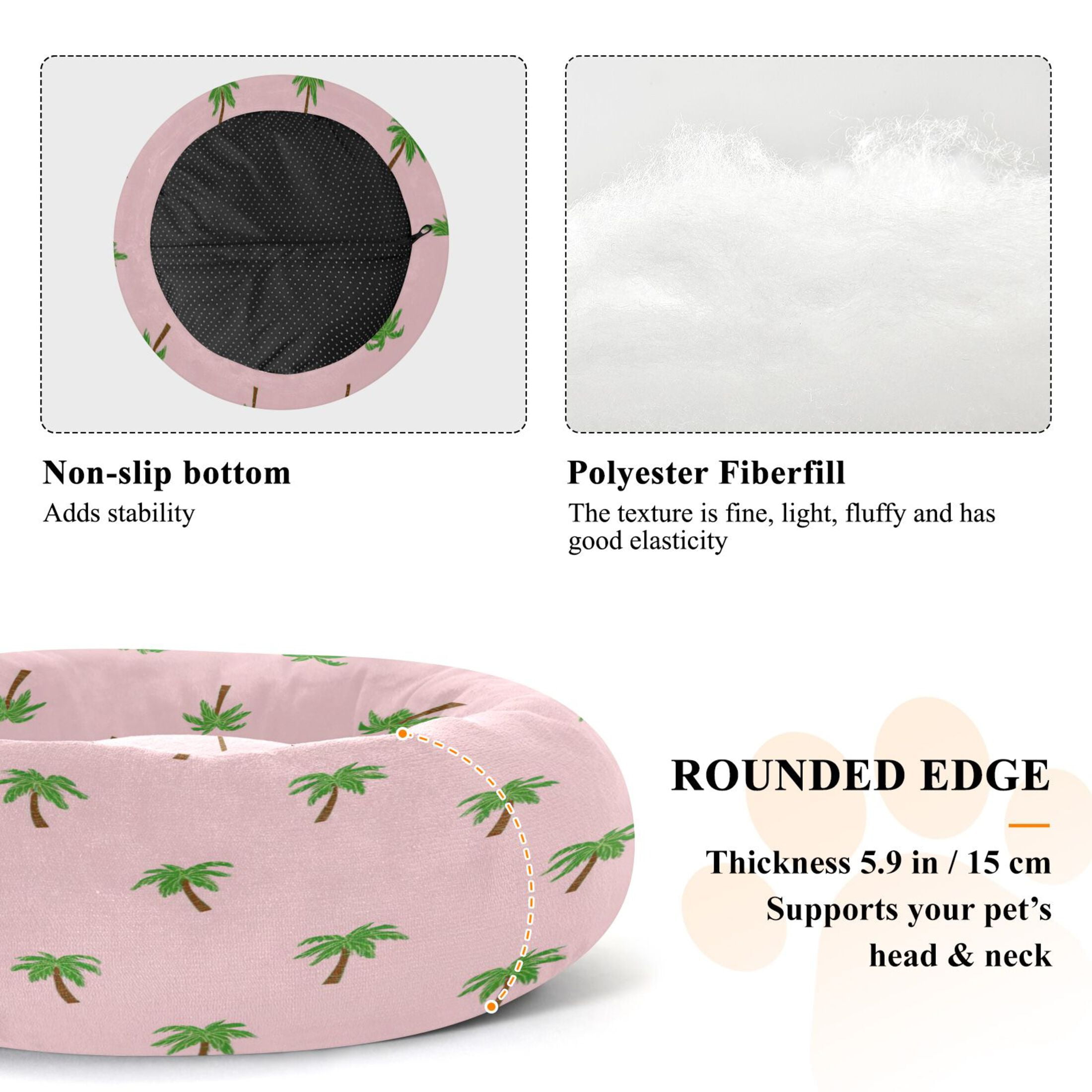 Iauyy Pet Couch Donut Cat Bed for Indoor Cats/Small Dogs Washable & Machine with Non-slip Bottom Calming Cat Furniture, Flat Illustration (M)