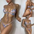 thumbnail image 2 of Plus size Swimsuits Women's Floral Adjustable Lace Up Swimsuit Two Piece Bikini Blue M(M), 2 of 9
