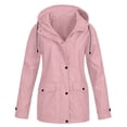 thumbnail image 7 of Lmueinov 2026 Women's Hooded Snap Zip Windbreaker Jacket, Multi-Pocket Water Resistant Mid-Length Outdoor Hiking Casual Coat S-XXL, 7 of 7