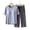 Blue, variant on VISALY Womens Pajama Sets Matching Pajama Set Loungewear Round Neck Solid Color Short Sleeved Shirts with Capri Pants Spring Summer Loose Casual Sleepwear Set Beige L