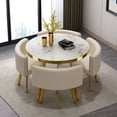 thumbnail image 2 of Marble Round 80cm Dining Tables Set 4 Chairs Modern Center Wood Table Luxury White Muebles Para El Hogar Apartment Furniture My Lux Decor Round, 2 of 24