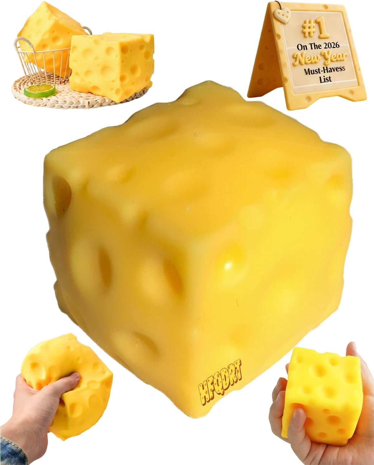 4.7 inch Cheese Cube Squishy Realistic Design Slow Rising Durable EVA Foam Structure