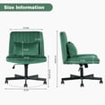 thumbnail image 2 of Silla de oficina sin brazos de terciopelo verde Criss Cross con ruedas - versátil para oficina en el hogar, meditación y maquillaje, 2 of 5