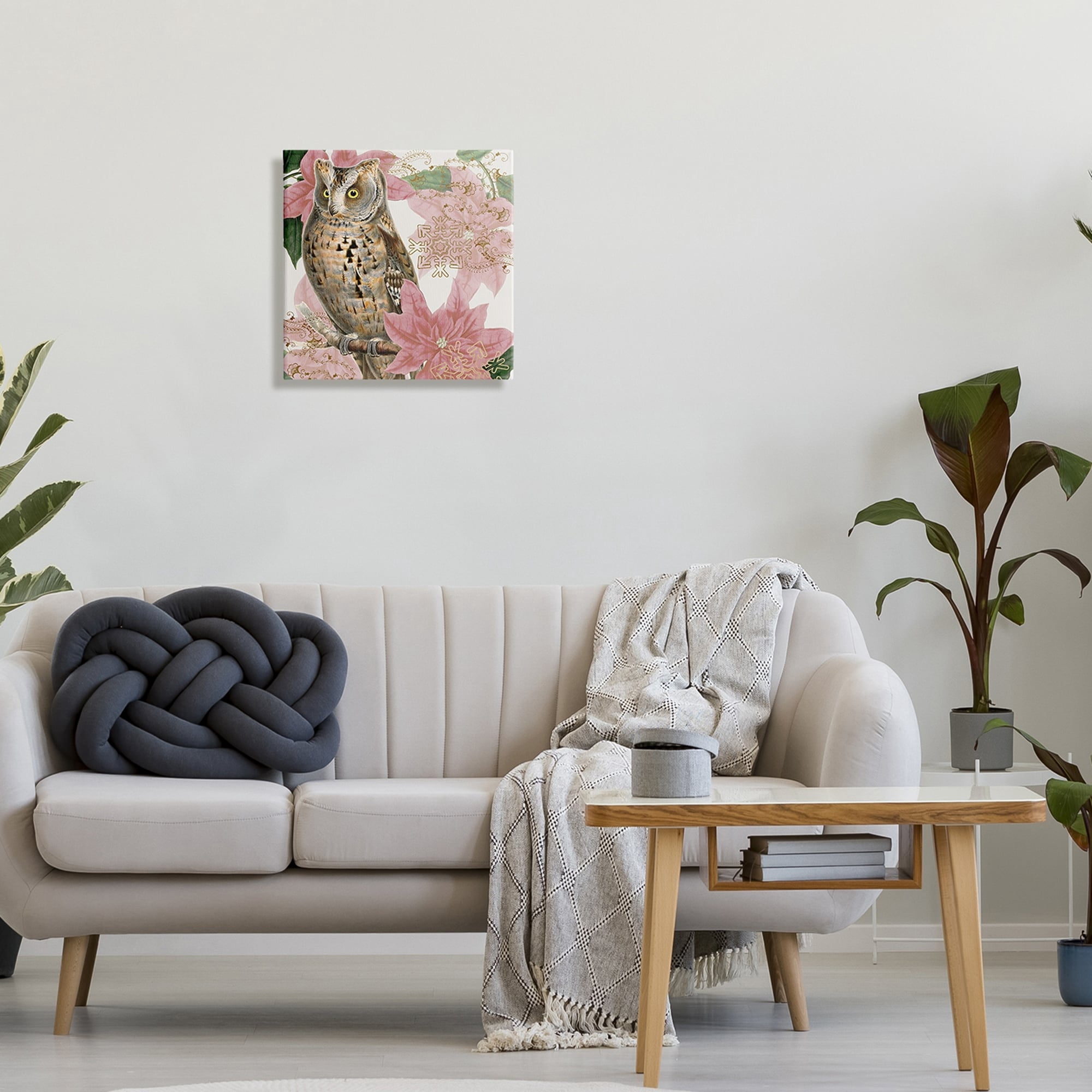 Stupell Industries Elegant Resting Silver Owl Geometric Snowflake Vintage Collage,17 x 17, Design by Daphne Polselli