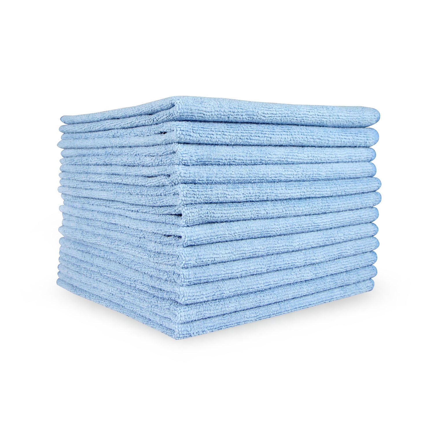 12 BLUE Microfiber Towels Super Soft Plush Cleaning Cloth 16x16 Ultra Absorbent 