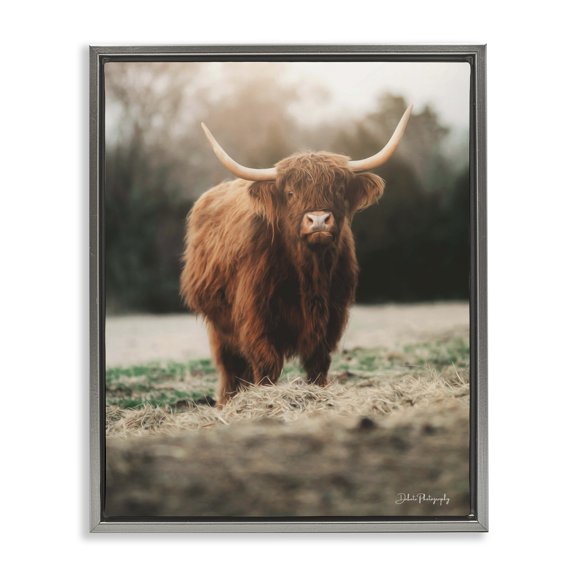 Stupell Industries Rustic Lodge Rural Farm Pasture Cattle Gray Floating Frame Canvas Art, 25 x 31, by Dakota Diener