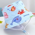 thumbnail image 4 of LIIPEE Girls Boys Sun Cap Cartoon Printed Adjustable Strap Bucket Wide Brim Hat Protection Caps Comfort School Hats,Light Blue,1-3 Years, 4 of 5