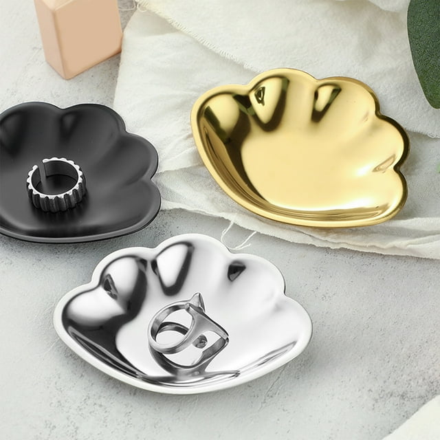 Xihbxyly Bandeja para Guardar Joyas, Organizador Pequeño para Dormitorio, Diseño de Metal Dorado y Plateado, Elegante y Práctica para Cosméticos, Decoración Del Hogar, Regalo Ideal, Tamaño 9 X 7 X 2