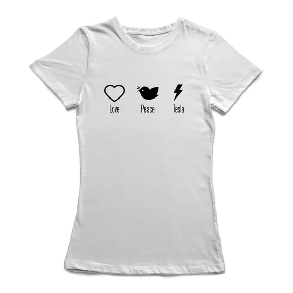 Love Peace T-shirt Blanc pour Femmes Tesla