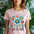 thumbnail image 5 of Love Like Jesus T-Shirt for Women, Christian Floral Graphic Tee, Navy, Size 2XL, 5 of 6
