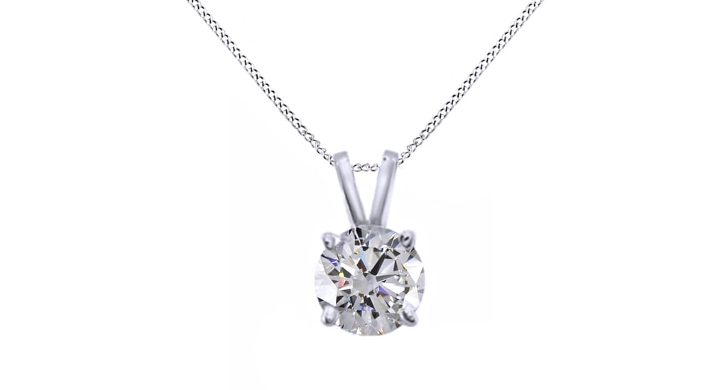 IGI 1/3 CT.Black Natural Diamond Solitaire Pendant Necklace in 14K White Gold 