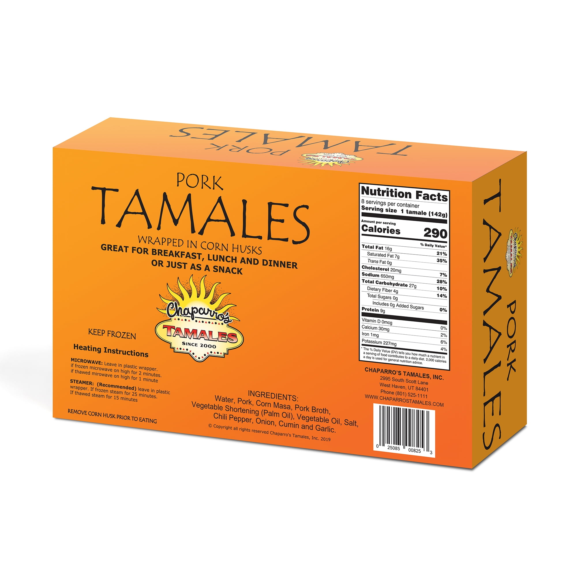 Chaparros Tamales, Gluten Free, 8 pack, 5 Oz (Frozen)