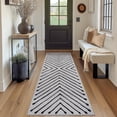 thumbnail image 2 of HOMERRY Runner Rug 2' x 6' Washable Striped Geometric Hallway Runner Carpet for Doorway Bedside, Black/Gray, 2 of 7