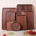 thumbnail image 5 of Topwoner Black Walnut Wooden Tableware Round Cake Tray Dessert Serving Tray Kitchen Utensils-5 Square Stitching, 5 of 14