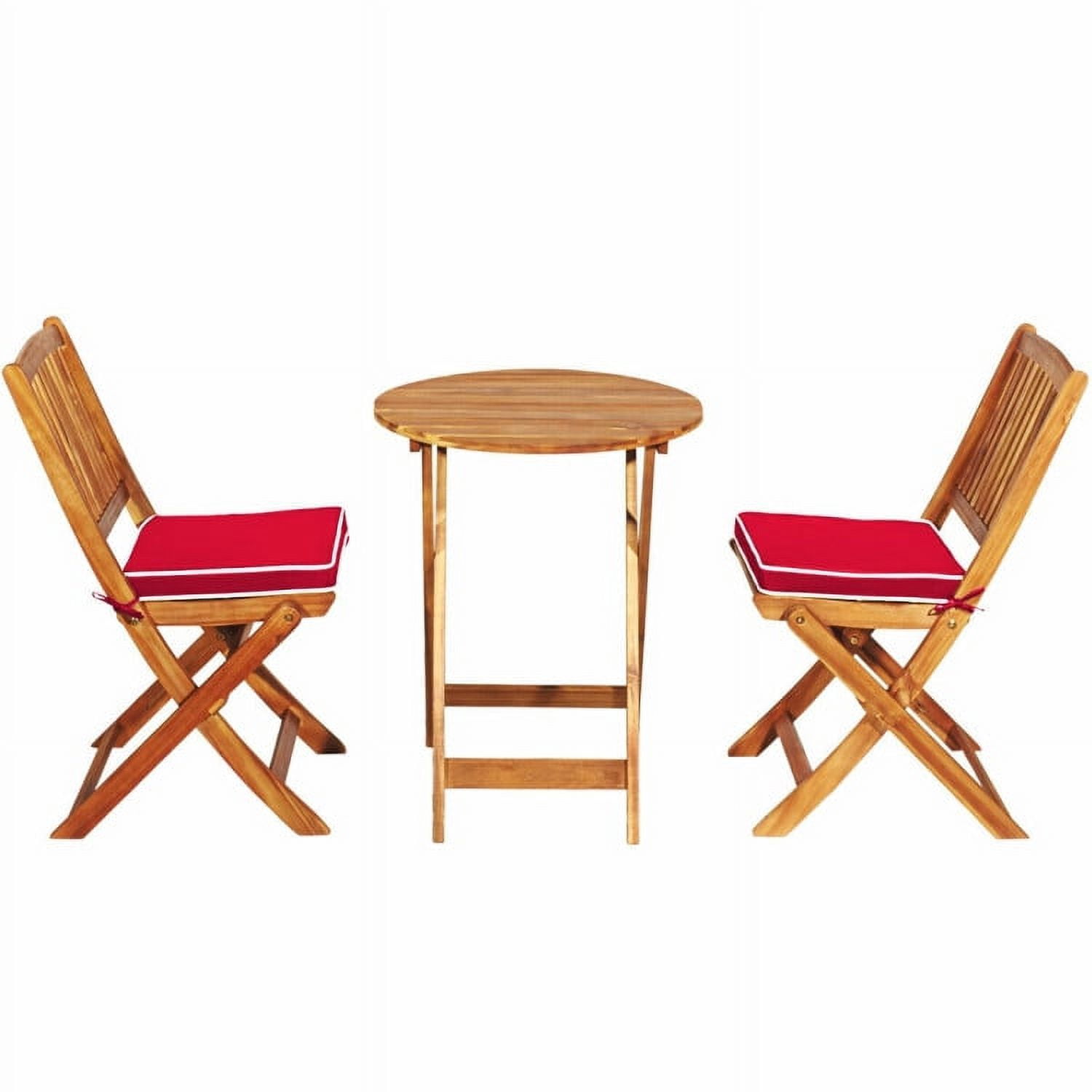 Aimee Lii 3 Pieces Patio Folding Bistro Set with Padded Cushion and Round Coffee Table, Red Aimee Lii 3 Pieces Patio Folding Bistro Set with Padded Cushion and Round Coffee Table, Red
