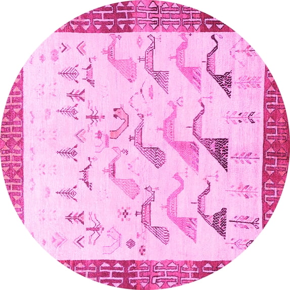 Ahgly Company Indoor Round Persian Pink Traditional Area Rugs, 5' Round