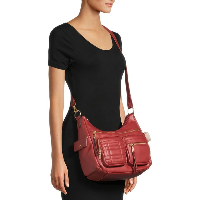 Red leather deals hobo handbag