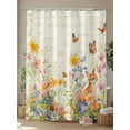 thumbnail image 4 of Spring Vintage Floral Shower Curtain Set, Waterproof Shower Curtains for Bathroom, Summer Botanical Butterfly Washable Fabric Cloth Bath Curtain for Bathtub Decoration with Hooks 72x78 Inches, 4 of 6