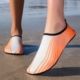 thumbnail image 6 of CIENVNSTG Unisex Wide Width Rainbow Striped Gradient Barefoot Aqua Socks Quick‑Dry Non‑Slip Water Shoes Lightweight Slip‑On Breathable Footwear Orange 44, 6 of 6