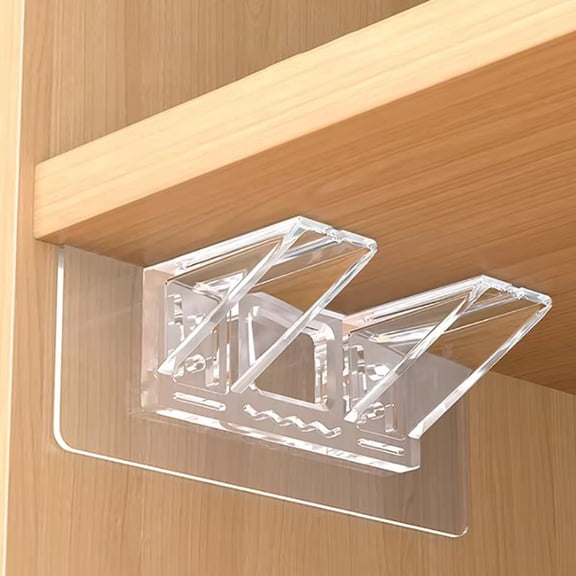 No-Drill Adhesive Shelf Support Pegs Transparent Acrylic Cabinet Support Clips for Wardrobe Closet Wall Shelves, Heavy Duty Hidden Laminate Bracket Clips, Large