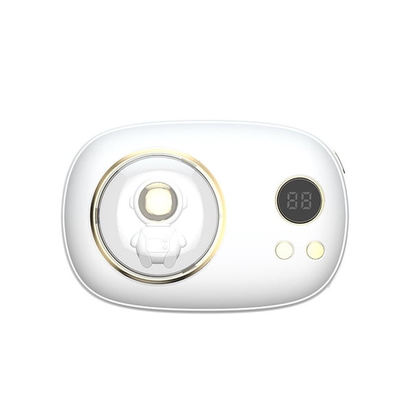 Luz de Noche Del Bebé Usb Astronauta Manos Calientes de Carga 2 en 1, Recargable Mano Calentador con 3 Ajustes de Temperatura, Tamaño de Bolsillo Gran Batería para Deportes Al Aire Libre, Blanco