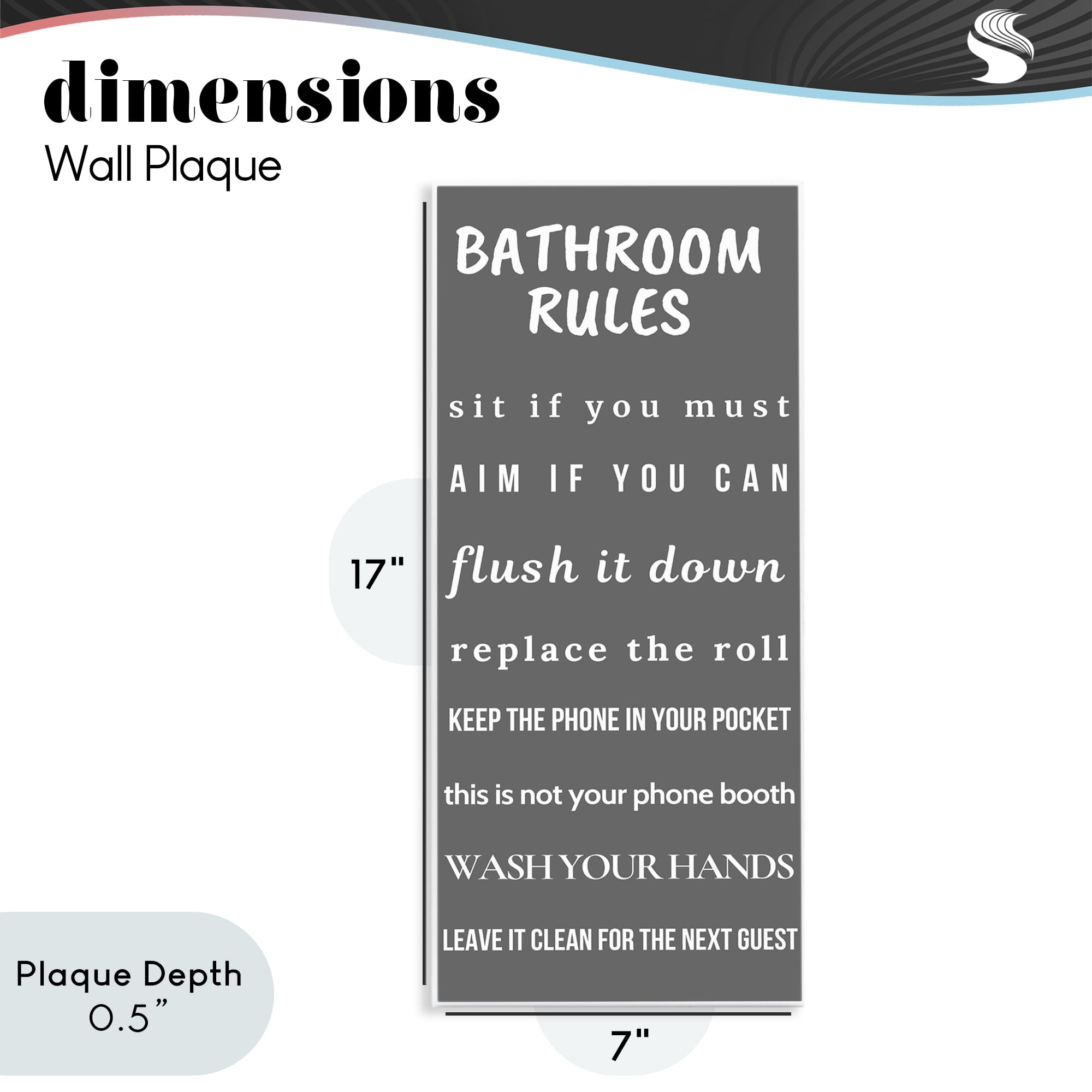 Stupell Industries Bathroom Rules Leave It Clean Wall Plaque Art, design by Julia Frost