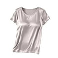 thumbnail image 2 of YHAJDS Basic Tops for Innerwear or Summer T Shirts Womens Tops Short Sleeve Round Neck Built In Bra Pullover Tee, 2 of 5