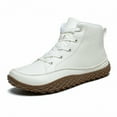 thumbnail image 6 of Rokment Womens Mens Barefoot Orthopedic Hiking Boots with Arch Support Comfortable Leather Lace Up Low Heel Non Slip High Top Walking Shoes Combat Ankle Booties for Work White Size 11.5, 6 of 7