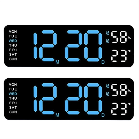 Reloj Electrónico Multifuncional Simple, Rectangular, con Fuente Grande, Despertador, Se Puede Colgar o Colocar de Pie B